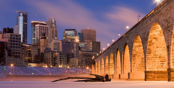 The city of Minneapolis taken from the Mississippi River